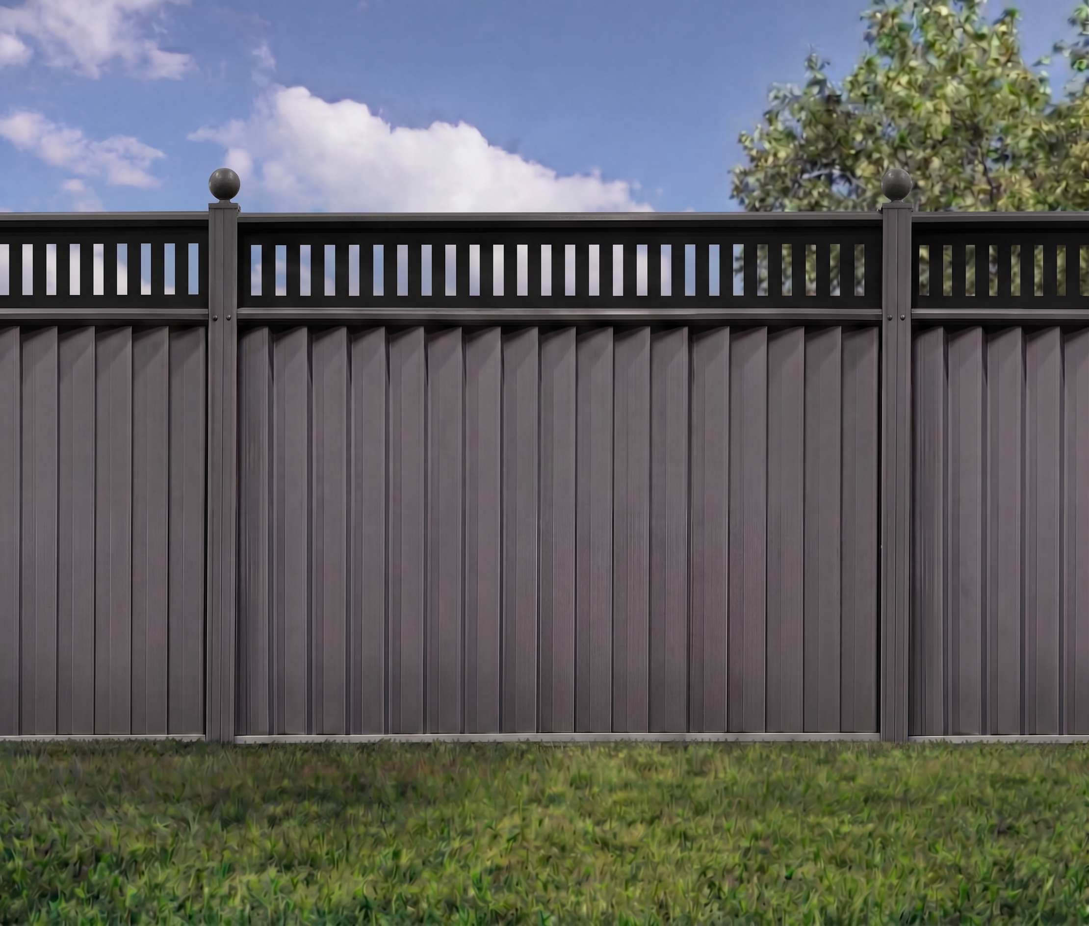 ColourFence Grey with Roman Trellis