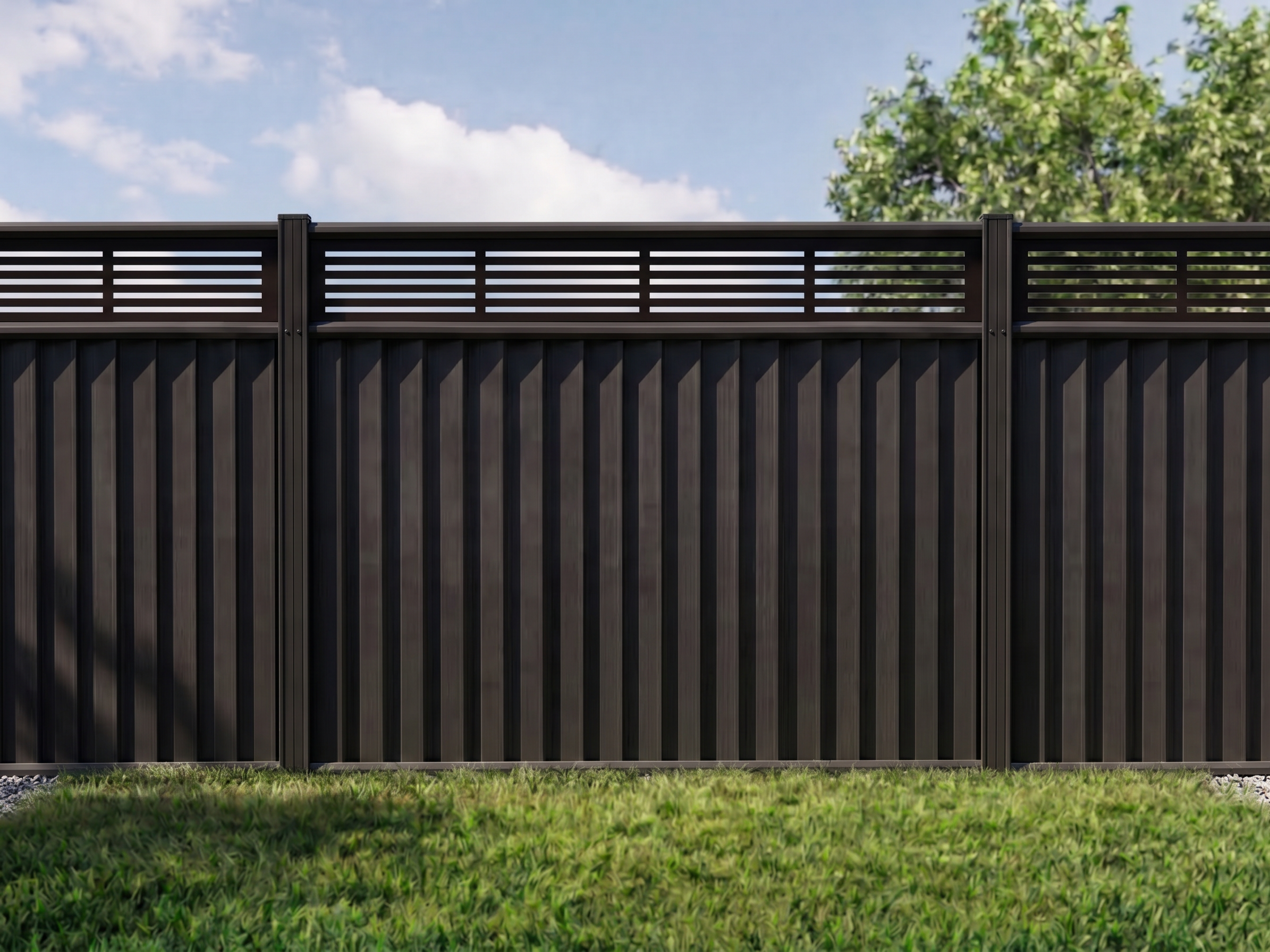 ColourFence Black with Slatted Trellis