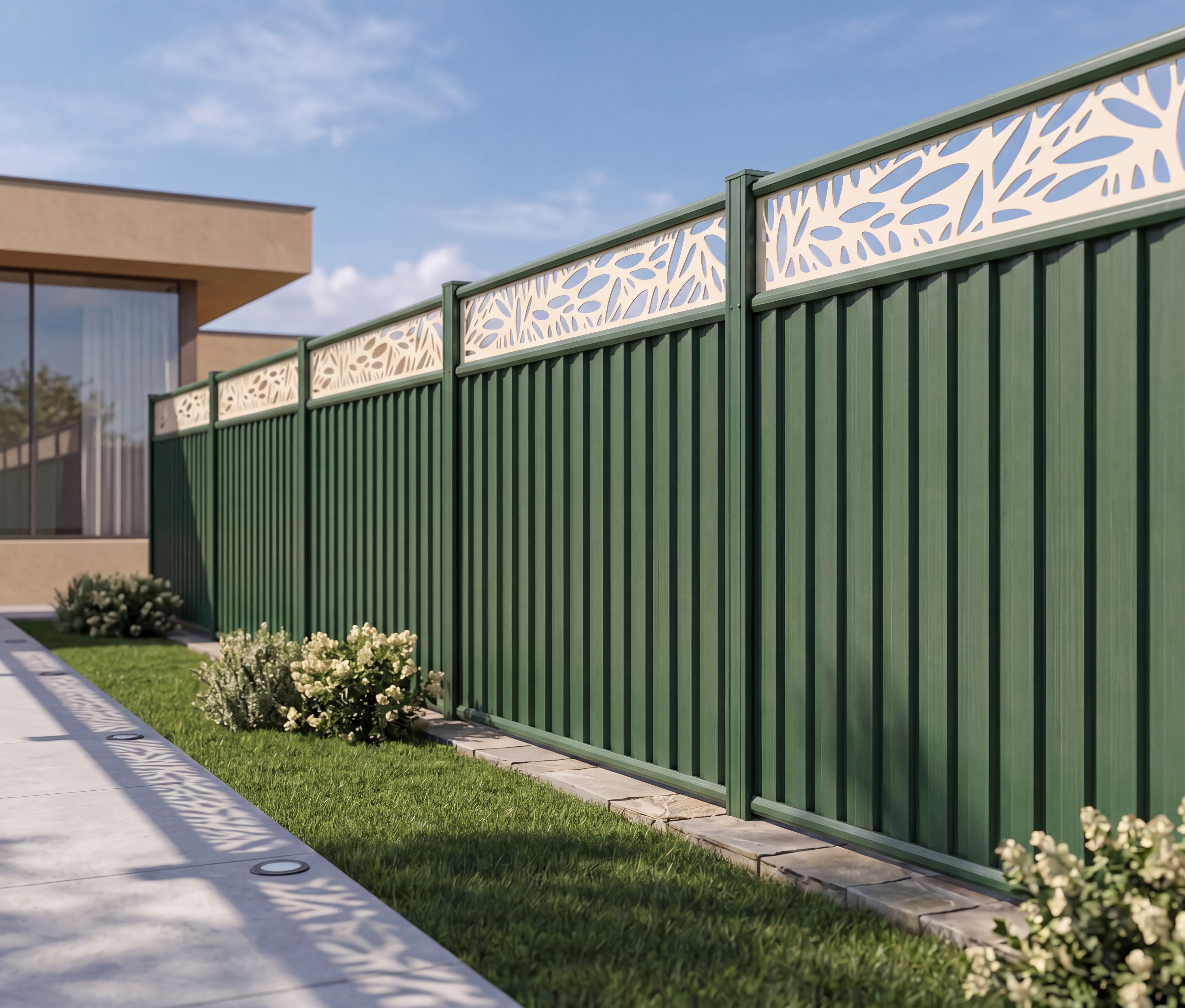 A British home with a neat garden and boundary fencing